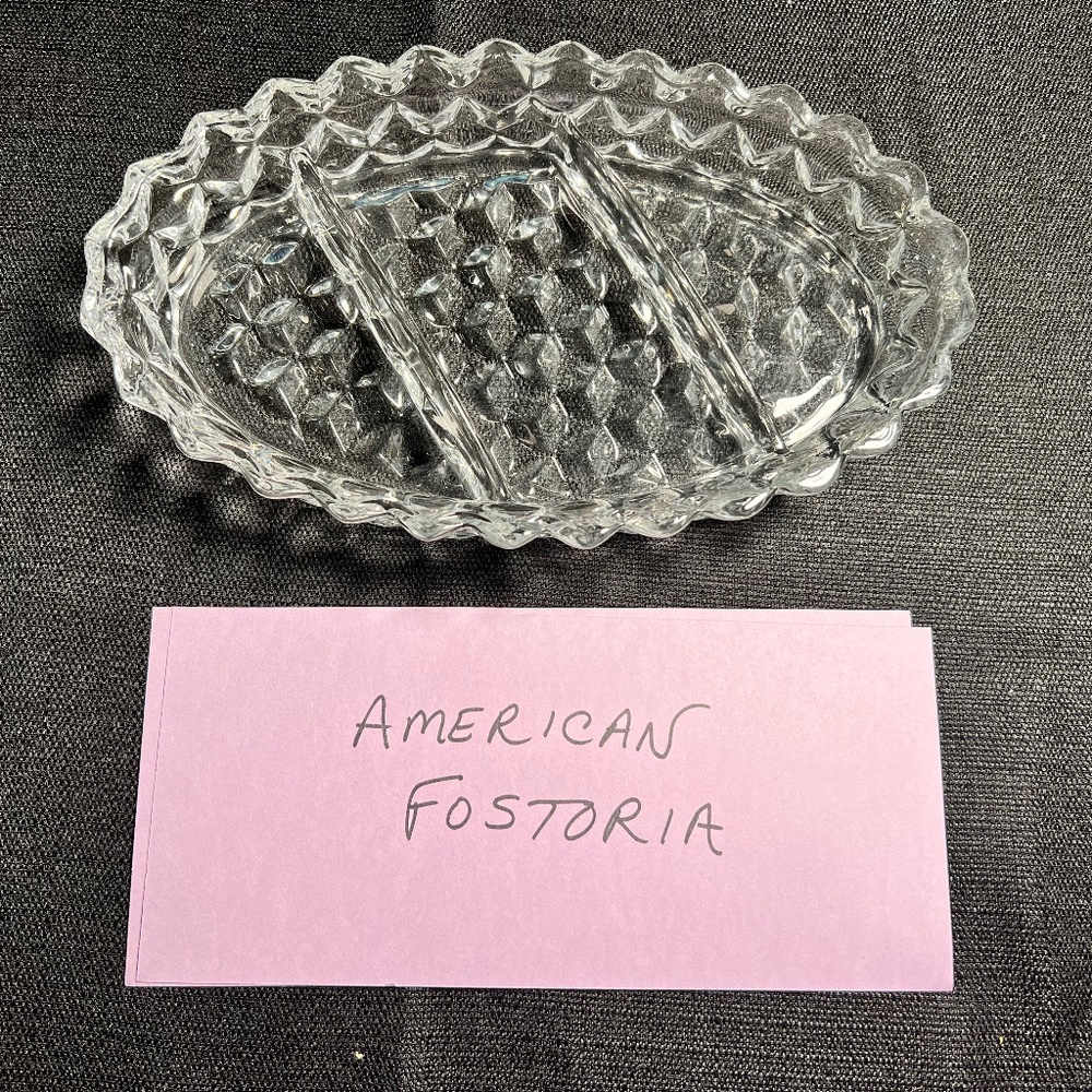 American Fostoria Crystal Condiment Tray